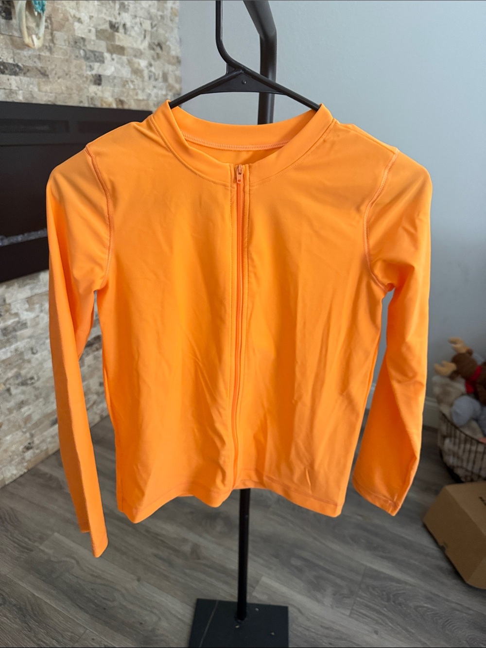 Primary Kids Long-Sleeve Zip Rashguard in Orange